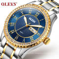 2020 Top Luxury Brand OLEVS  Men Business WristWatch Men Diamond Gold Steel Alloy Clock  Analog Quartz Watch Montre Homme Men